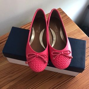 Sperry Top-Sider Maya Pink Woven Ballet Flats Leather Bow Tie Womens Size 6M